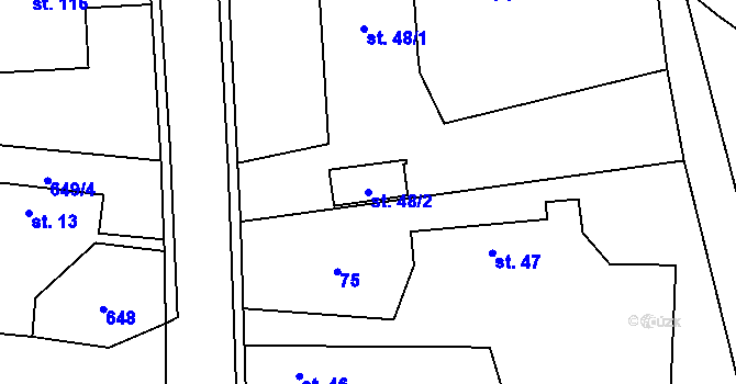 Parcela st. 48/2 v KÚ Staré Smrkovice, Katastrální mapa