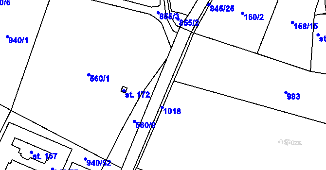 Parcela st. 845/12 v KÚ Staré Smrkovice, Katastrální mapa