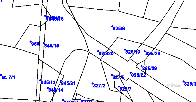 Parcela st. 825/20 v KÚ Staré Smrkovice, Katastrální mapa