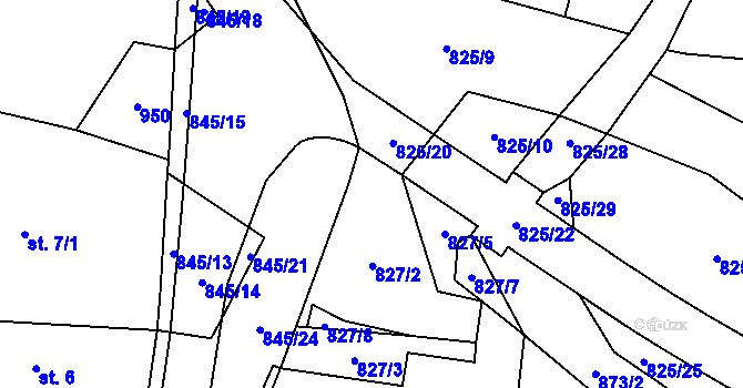Parcela st. 827/6 v KÚ Staré Smrkovice, Katastrální mapa