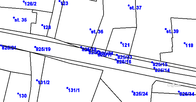 Parcela st. 825/31 v KÚ Staré Smrkovice, Katastrální mapa