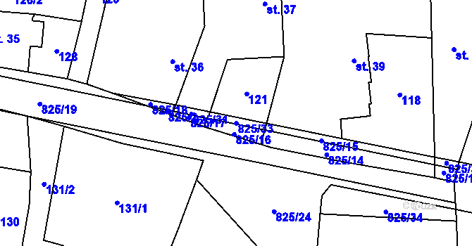 Parcela st. 825/33 v KÚ Staré Smrkovice, Katastrální mapa