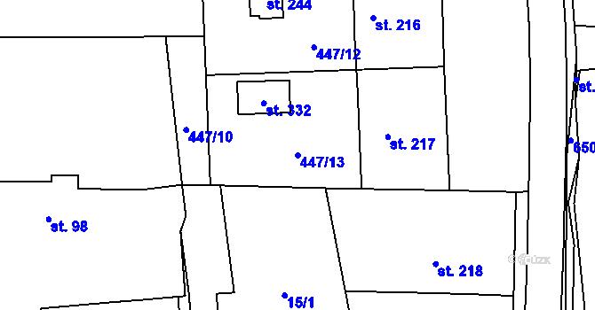Parcela st. 447/13 v KÚ Staré Ždánice, Katastrální mapa
