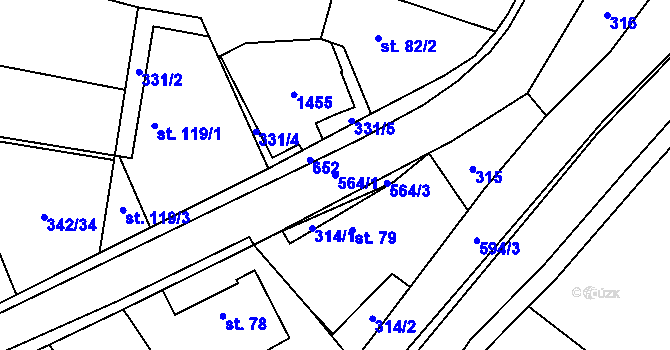 Parcela st. 564/1 v KÚ Staré Ždánice, Katastrální mapa