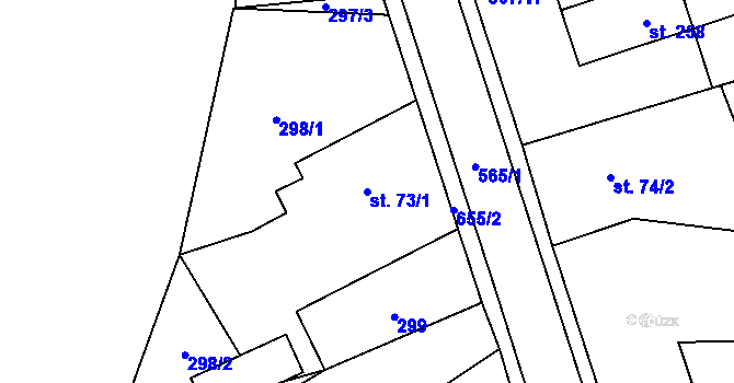 Parcela st. 73/1 v KÚ Staré Ždánice, Katastrální mapa