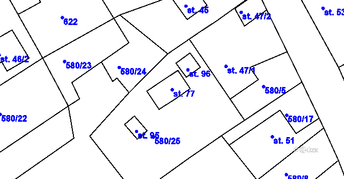 Parcela st. 77 v KÚ Starec, Katastrální mapa