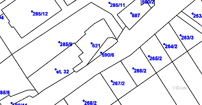 Parcela st. 590/6 v KÚ Starec, Katastrální mapa