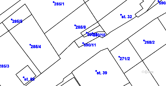 Parcela st. 590/11 v KÚ Starec, Katastrální mapa