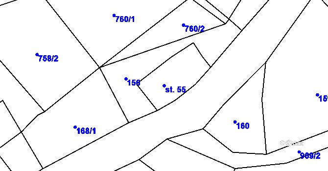 Parcela st. 55 v KÚ Bystré u Stárkova, Katastrální mapa