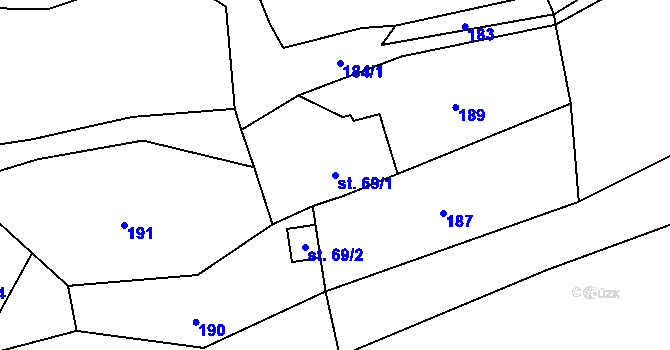 Parcela st. 69/1 v KÚ Bystré u Stárkova, Katastrální mapa