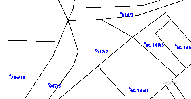 Parcela st. 912/2 v KÚ Bystré u Stárkova, Katastrální mapa