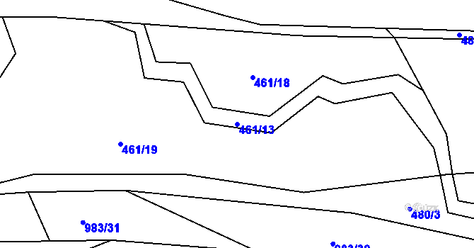Parcela st. 461/13 v KÚ Bystré u Stárkova, Katastrální mapa