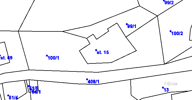 Parcela st. 15 v KÚ Chlívce, Katastrální mapa