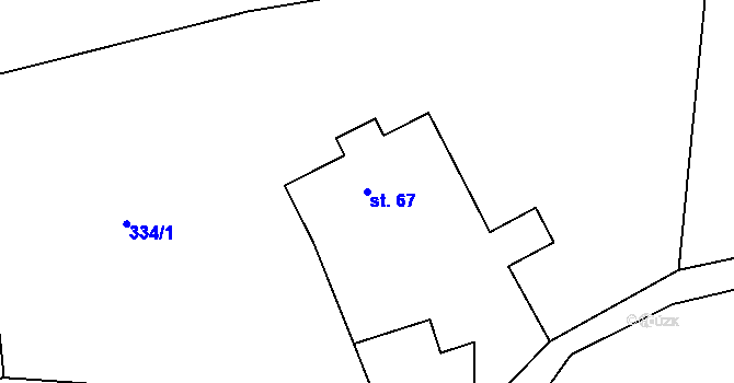 Parcela st. 67 v KÚ Chlívce, Katastrální mapa