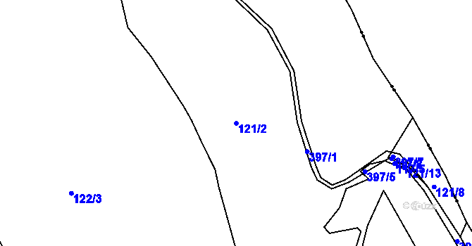 Parcela st. 121/2 v KÚ Chlívce, Katastrální mapa