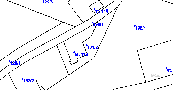 Parcela st. 131/2 v KÚ Chlívce, Katastrální mapa