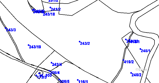 Parcela st. 243/2 v KÚ Chlívce, Katastrální mapa