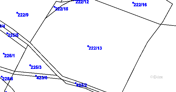 Parcela st. 222/13 v KÚ Chlívce, Katastrální mapa