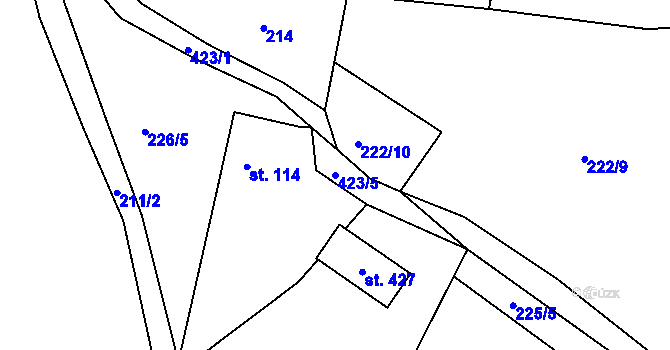Parcela st. 423/5 v KÚ Chlívce, Katastrální mapa