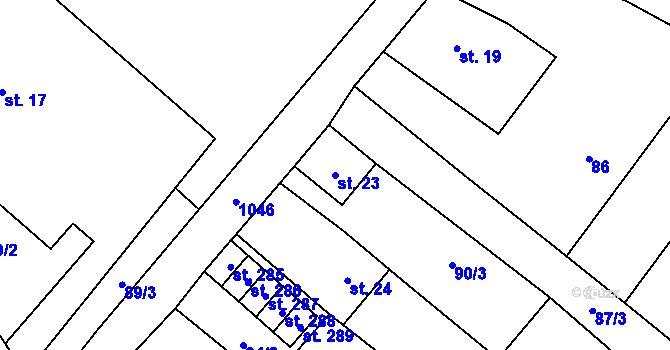 Parcela st. 23 v KÚ Stárkov, Katastrální mapa