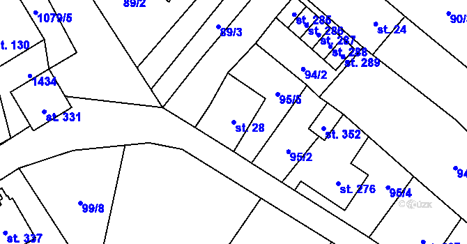 Parcela st. 28 v KÚ Stárkov, Katastrální mapa