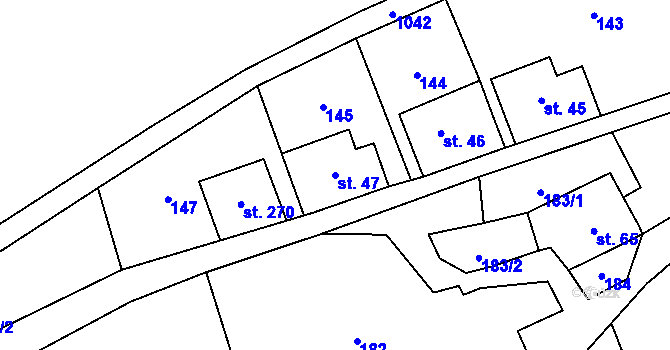 Parcela st. 47 v KÚ Stárkov, Katastrální mapa
