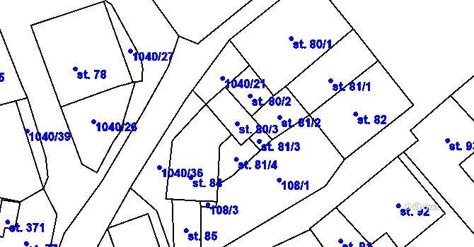 Parcela st. 80/3 v KÚ Stárkov, Katastrální mapa