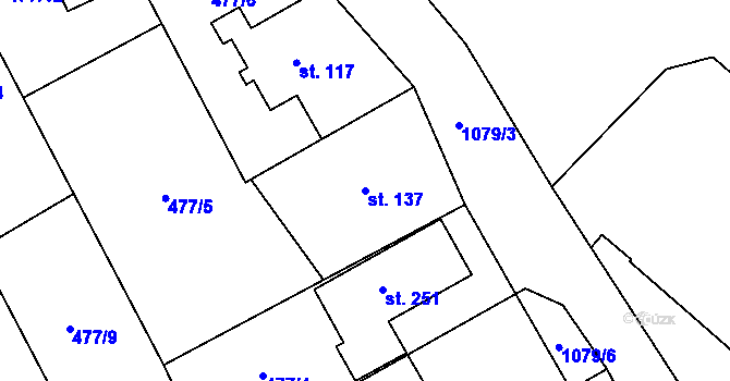 Parcela st. 137 v KÚ Stárkov, Katastrální mapa