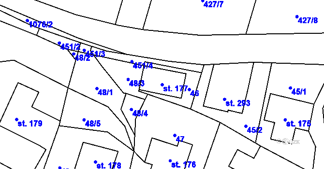 Parcela st. 177 v KÚ Stárkov, Katastrální mapa