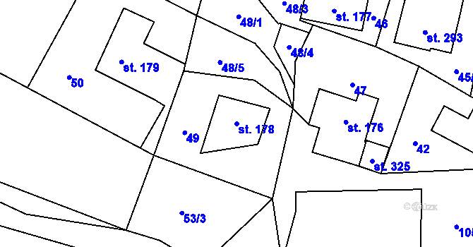 Parcela st. 178 v KÚ Stárkov, Katastrální mapa