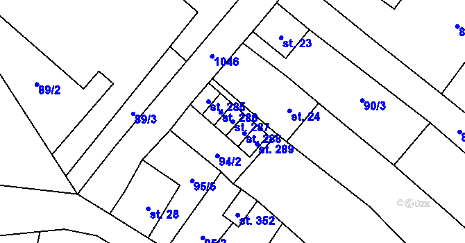 Parcela st. 287 v KÚ Stárkov, Katastrální mapa