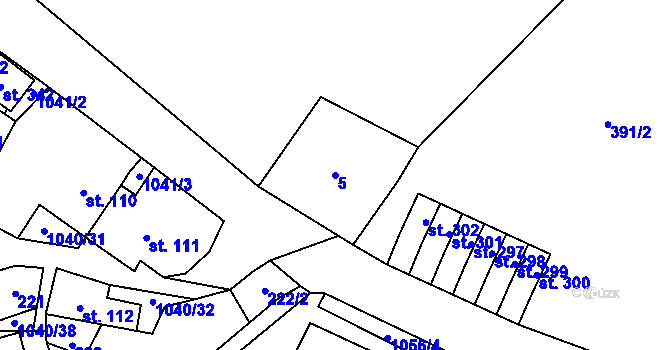 Parcela st. 5 v KÚ Stárkov, Katastrální mapa