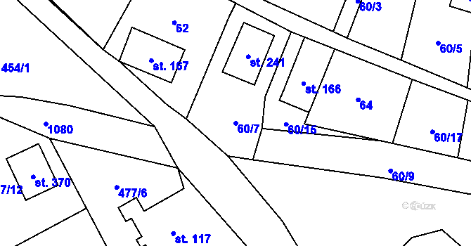 Parcela st. 60/7 v KÚ Stárkov, Katastrální mapa