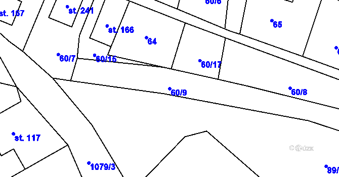 Parcela st. 60/9 v KÚ Stárkov, Katastrální mapa