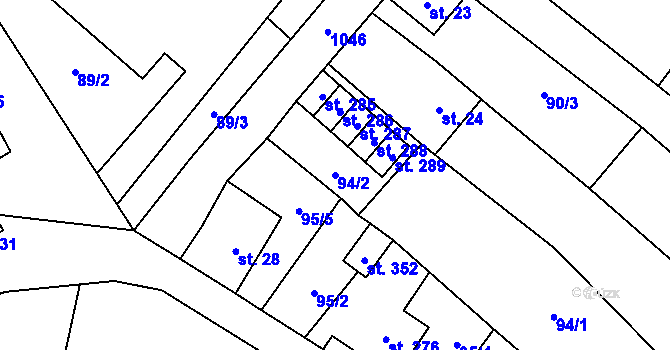 Parcela st. 94/2 v KÚ Stárkov, Katastrální mapa