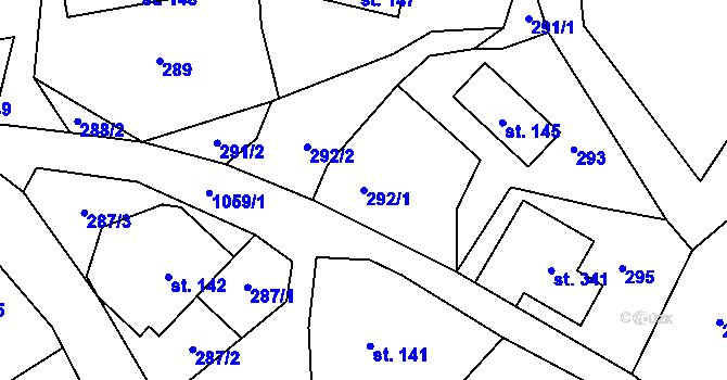 Parcela st. 292/1 v KÚ Stárkov, Katastrální mapa