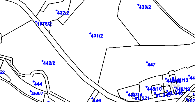 Parcela st. 431 v KÚ Stárkov, Katastrální mapa