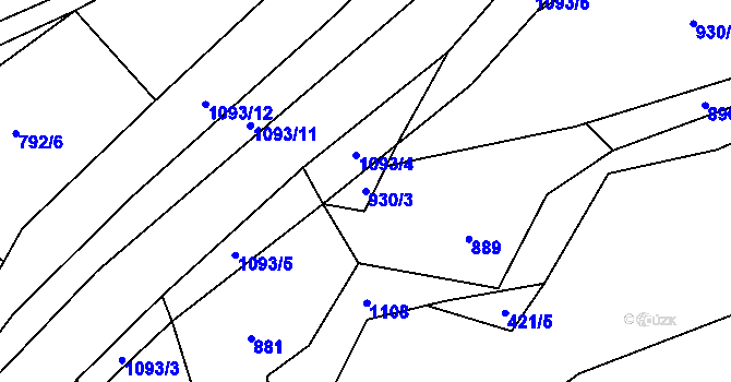 Parcela st. 930/3 v KÚ Stárkov, Katastrální mapa