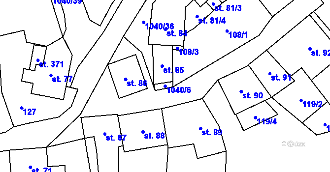 Parcela st. 1040/6 v KÚ Stárkov, Katastrální mapa
