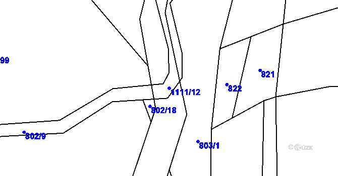 Parcela st. 1111/12 v KÚ Stárkov, Katastrální mapa