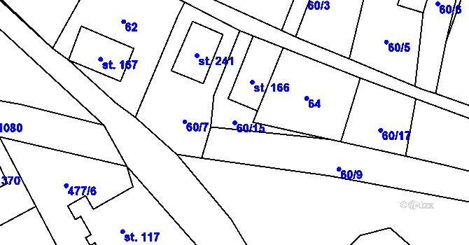 Parcela st. 60/15 v KÚ Stárkov, Katastrální mapa