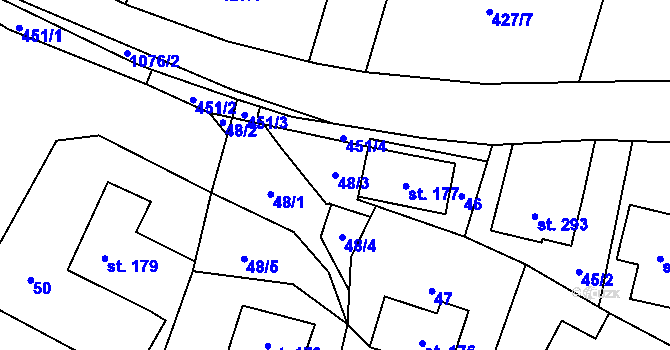 Parcela st. 48/3 v KÚ Stárkov, Katastrální mapa