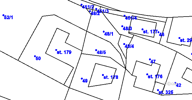Parcela st. 48/5 v KÚ Stárkov, Katastrální mapa