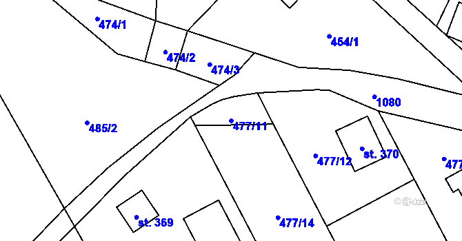 Parcela st. 477/11 v KÚ Stárkov, Katastrální mapa