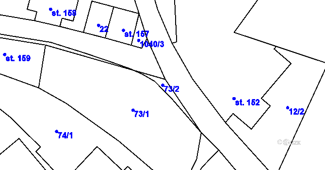 Parcela st. 73/2 v KÚ Stárkov, Katastrální mapa