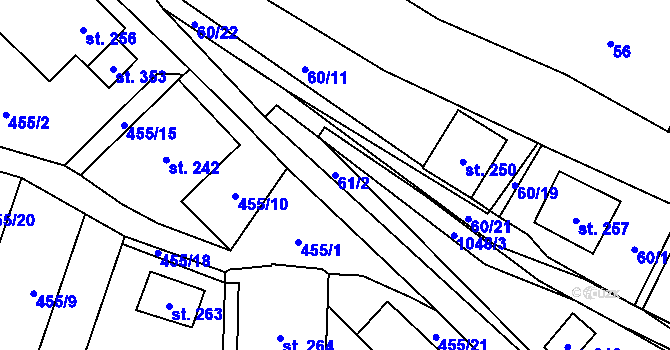 Parcela st. 61/2 v KÚ Stárkov, Katastrální mapa