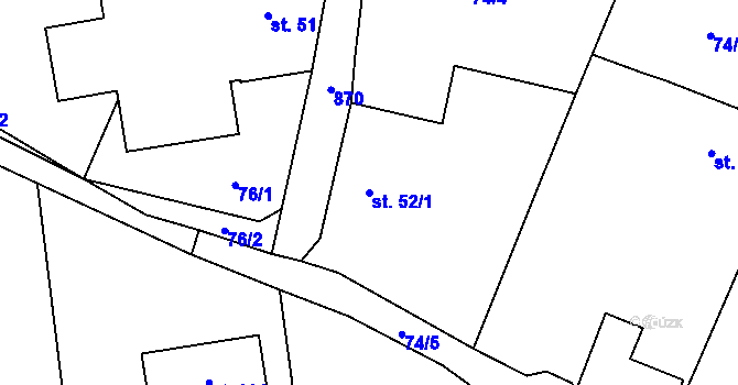 Parcela st. 52/1 v KÚ Starojická Lhota, Katastrální mapa
