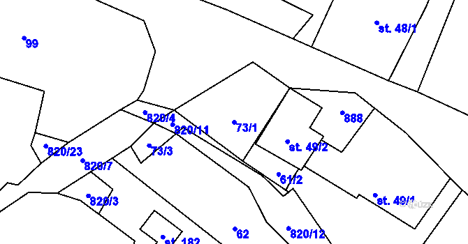 Parcela st. 73/1 v KÚ Starojická Lhota, Katastrální mapa