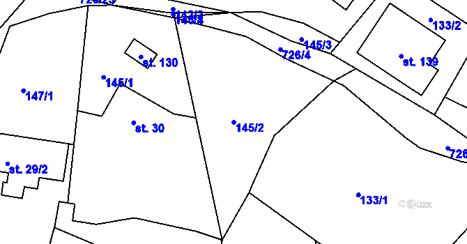 Parcela st. 145/2 v KÚ Starojická Lhota, Katastrální mapa