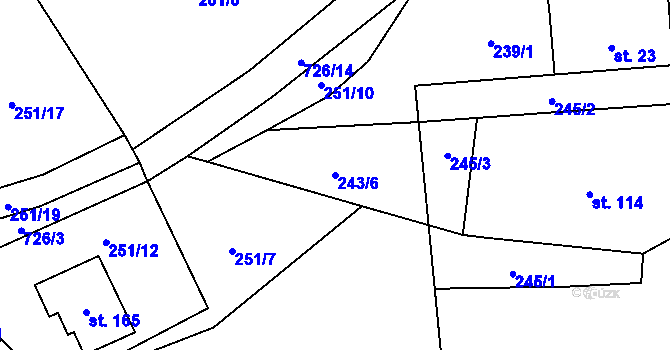 Parcela st. 243/6 v KÚ Starojická Lhota, Katastrální mapa